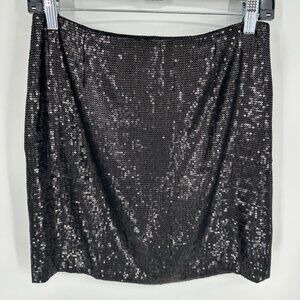 White House Black Market Sequin Mini Skirt 0 Cocktail Party Metallic Black